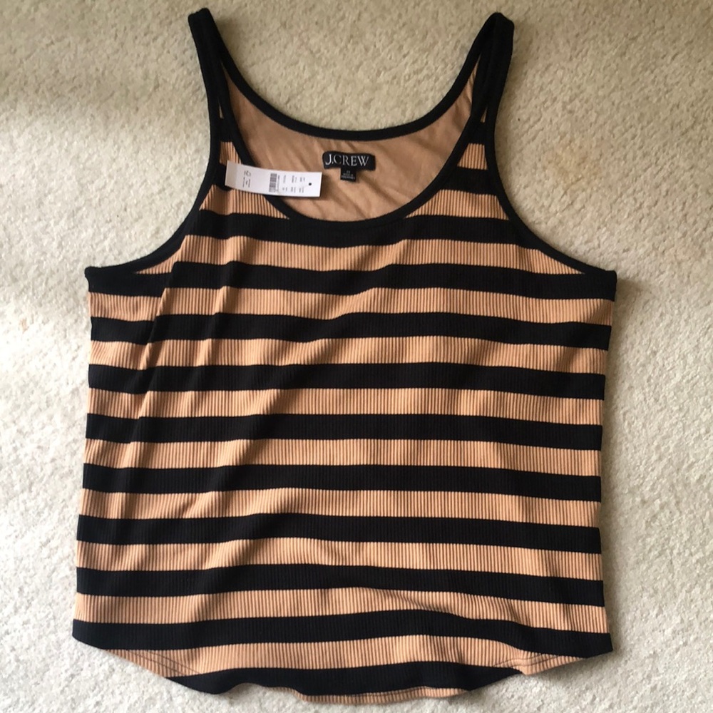 NWT Jcrew black and tan ribbed tank with bra